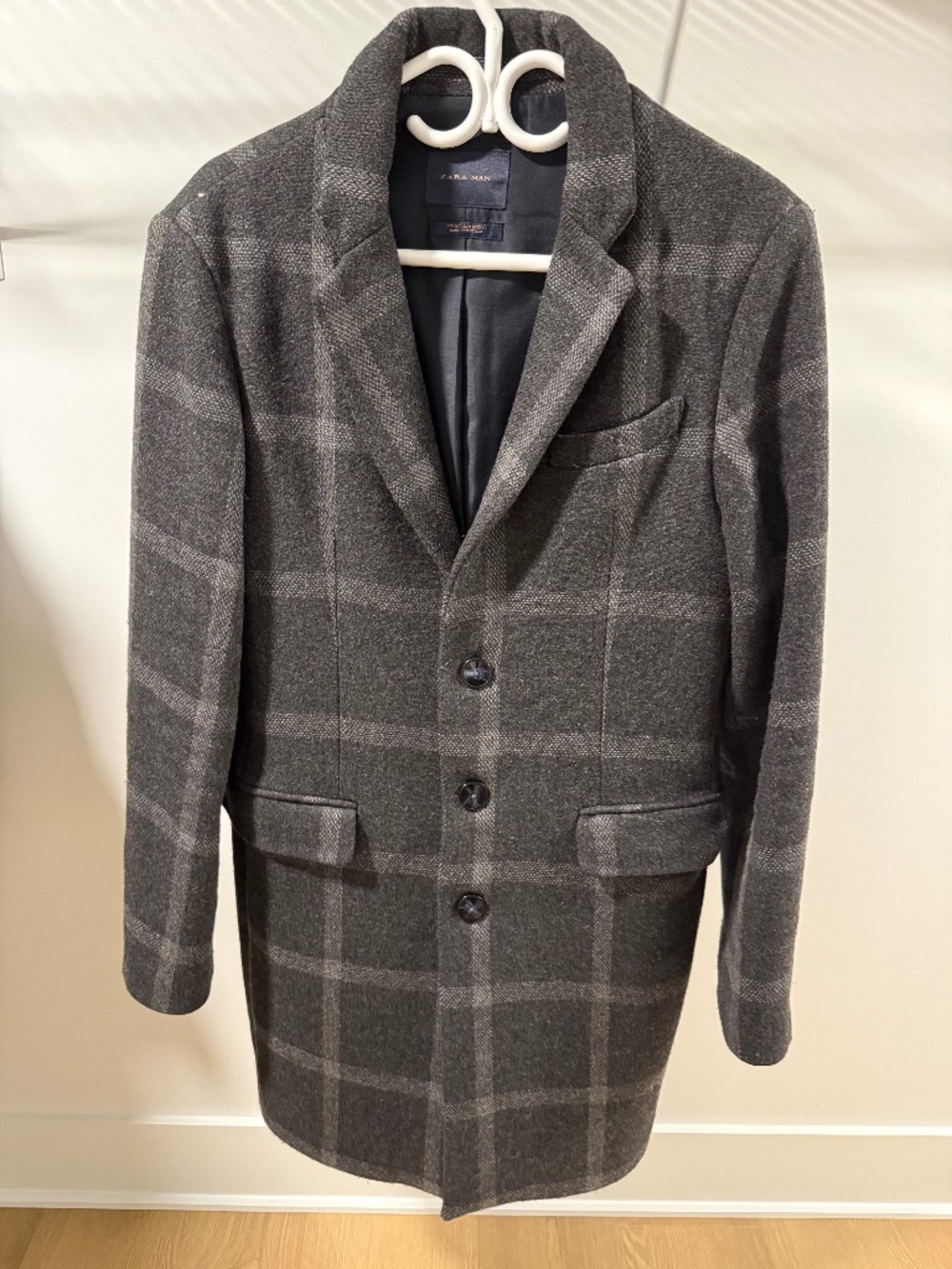 Zara men’s grey wool long coat - size M